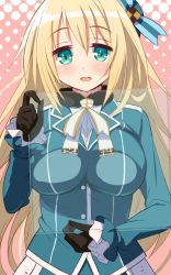 Rule 34 | 10s, 1girl, 9law, against glass, atago (kancolle), bad id, bad pixiv id, black gloves, blonde hair, blush, breasts, gloves, green eyes, hat, highres, kantai collection, large breasts, long hair, looking at viewer, military, military uniform, open mouth, smile, solo, uniform