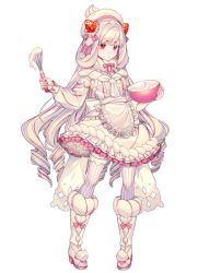 Rule 34 | 1girl, alcremie, alcremie (strawberry sweet), alcremie (vanilla cream), apron, beret, blush, boots, bowl, breasts, closed mouth, commentary request, cream, creatures (company), detached sleeves, dress, drill hair, flower, food, food-themed hair ornament, frilled apron, frilled dress, frills, fruit, full body, game freak, gen 8 pokemon, hair ornament, hair ribbon, hair rings, hat, holding, holding bowl, katagiri hachigou, knee boots, long hair, long sleeves, multicolored hair, nintendo, pantyhose, personification, petticoat, pigeon-toed, pink hair, pink ribbon, pokemon, red eyes, ribbon, silver hair, small breasts, solo, standing, strawberry, strawberry hair ornament, striped clothes, striped legwear, striped pantyhose, two-tone hair, vertical-striped clothes, vertical-striped legwear, vertical-striped pantyhose, very long hair, waist apron, whisk, white apron, white dress, white flower, white hat, white legwear