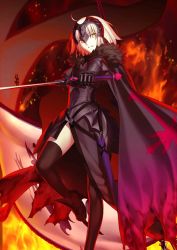 Rule 34 | 1girl, armor, armored dress, black thighhighs, blonde hair, coat, fate/grand order, fate (series), gauntlets, holding, holding sword, holding weapon, jeanne d&#039;arc (fate), jeanne d&#039;arc alter (avenger) (fate), jeanne d&#039;arc alter (avenger) (first ascension) (fate), jeanne d&#039;arc alter (fate), long hair, ruler (fate/grand order), short hair, solo, sword, takeuchi takashi, thighhighs, weapon, yellow eyes