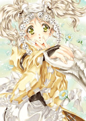 Rule 34 | 1girl, :o, bridal gauntlets, fire emblem, fire emblem awakening, flower, gloves, holding hands, hand to own mouth, highres, jewelry, lissa (fire emblem), nintendo, petals, ring, tamiya akito, twintails, white gloves, yellow eyes