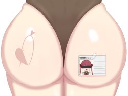 Rule 34 | 1girl, artist request, ass, ass focus, censored, from behind, hair ribbon, highres, hololive, houshou marine, huge ass, identity censor, leotard, long hair, open mouth, red hair, ribbon, shiny skin, smile, solo, thong, thong leotard, twintails, virtual youtuber
