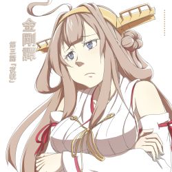 Rule 34 | 10s, 1girl, ahoge, bad id, bad pixiv id, brown hair, comic, crossed arms, detached sleeves, hairband, highres, japanese clothes, kantai collection, kchair02 (k02-yan), kongou (kancolle), long hair, nontraditional miko, solo, translation request