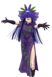 Rule 34 | dress, eggplant, highres, mature female, outstretched arms, purple dress, purple hair, touhou, unfinished dream of all living ghost, yomotsu hisami