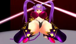 Rule 34 | 1girl, 3d, arm support, artist request, ass, breasts, cameltoe, curvy, female focus, heart, heart tattoo, huge ass, huge breasts, legs apart, long hair, long twintails, looking at viewer, monkey tail, pubic tattoo, purple hair, queen&#039;s blade, queen&#039;s blade grimoire, revealing clothes, seiten (queen&#039;s blade), shiny skin, smile, solo, squatting, tail, tattoo, thong, tiara, twintails, very long hair