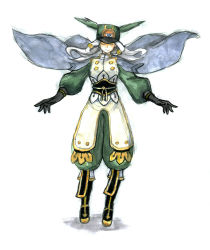 Rule 34 | 1girl, alternate color, arc system works, blazblue, blazblue: continuum shift, cape, closed eyes, hat, head wings, long hair, sentaro77, silver hair, solo, tsubaki yayoi, wings