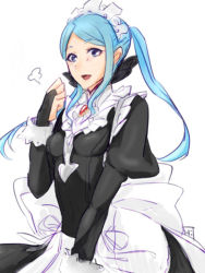 Rule 34 | 1girl, artist request, blue hair, breasts, female focus, fire emblem, fire emblem fates, flora (fire emblem), looking at viewer, maid, md5 mismatch, nintendo, open mouth, resized, smile, solo