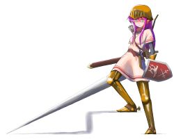 Rule 34 | 1girl, armor, armored dress, fantasy, gold armor, more (strong oppai), original, solo, sword, weapon