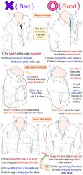 Rule 34 | 1boy, collared shirt, commentary, english commentary, english text, guide, highres, how to, male focus, multiple views, original, shirt, simple background, solo, white background, white shirt, yoshimura takuya