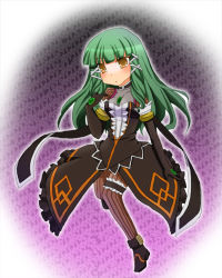 Rule 34 | artist request, dress, emeraude (tales of graces), green hair, hair ornament, long hair, tales of (series), tales of graces, yellow eyes