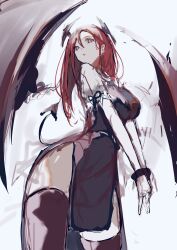 Rule 34 | 1girl, absurdres, bat wings, black skirt, black thighhighs, black vest, bound, bound wrists, breasts, demon tail, hair between eyes, head wings, highres, koakuma, large breasts, large wings, long hair, looking at viewer, po (anhk5528), red eyes, red hair, shirt, short sleeves, side slit, sidelocks, simple background, sketch, skindentation, skirt, skirt set, slit pupils, solo, tail, thighhighs, touhou, v arms, vest, white background, white shirt, wings, zettai ryouiki