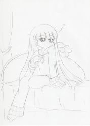 Rule 34 | 00s, 1girl, akazutsumi momoko, blunt bangs, couch, full body, greyscale, hyper blossom, long hair, looking to the side, monochrome, on couch, powerpuff girls, powerpuff girls z, simple background, sketch, solo, very long hair, white background