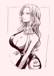 Rule 34 | 1girl, baccarat (one piece), black gloves, breasts, cleavage, cleavage cutout, clothing cutout, dress, full body, gloves, hand on own hip, high heels, highres, huge breasts, large breasts, long hair, one piece, sherumaru (korcht06), sleeveless, sleeveless dress