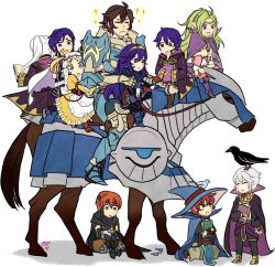 Rule 34 | ^ ^, absurdres, ahoge, armor, blonde hair, blue eyes, blue hair, book, boots, bridal gauntlets, brown hair, candy, cape, chrom (fire emblem), circlet, closed eyes, dress, fire emblem, fire emblem awakening, food, frederick (fire emblem), gaius (fire emblem), garter straps, gloves, green hair, hair between eyes, hair ornament, handheld game console, hat, headband, henry (fire emblem), highres, hood, hooded jacket, horse, jacket, lissa (fire emblem), long hair, long sleeves, lucina (fire emblem), morgan (fire emblem), morgan (male) (fire emblem), multiple boys, multiple girls, multiple riders, navel, nintendo, nintendo 3ds, nowi (fire emblem), open mouth, orange hair, phantommarbles, pointy ears, ponytail, purple eyes, ricken (fire emblem), riding, robin (female) (fire emblem), robin (fire emblem), short hair, short twintails, smile, thighhighs, tiara, transparent background, twintails, wavy hair, white hair, wizard