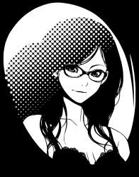 Rule 34 | 1girl, breasts, fugetac, glasses, greyscale, lace, lingerie, monochrome, original, screentones, small breasts, solo, underwear
