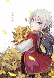 Rule 34 | 1boy, absurdres, black hair, blue eyes, bouquet, chinese clothes, csyday, fate/grand order, fate (series), flower, gradient hair, grey hair, hair between eyes, highres, holding, holding flower, long hair, male focus, multicolored hair, prince of lan ling (fate), solo, aged down