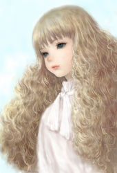 Rule 34 | 1girl, bad id, bad pixiv id, blonde hair, blue eyes, long hair, original, ponsuke (pon00000), realistic, solo, wavy hair