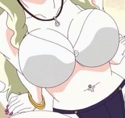 Rule 34 | 00s, 1girl, animated, animated gif, blonde hair, bouncing breasts, bra, breasts, fingernails, green hair, head out of frame, jewelry, large breasts, lingerie, lowres, nail, navel, navel piercing, necklace, panties, piercing, resort boin, ring, shinjou kanae, solo, underwear