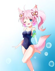 Rule 34 | 1girl, breasts, fox girl, fox tail, highleg, highleg swimsuit, highres, howan (show by rock!!), one-piece swimsuit, school swimsuit, show by rock!!, swimsuit, tagme, tail, water gun