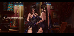 Rule 34 | 1girl, absurdres, armlet, assault rifle, bare shoulders, black hair, blue dress, breasts, bug, butterfly, caption, cleavage, cowboy shot, dark room, dress, earrings, evening gown, girls&#039; frontline, glasses, gloves, green hair, gun, highres, huge filesize, insect, jewelry, large breasts, letterboxed, long hair, m4 carbine, m4a1 (girls&#039; frontline), mirror, multicolored hair, rifle, side slit, streaked hair, thighlet, utsuda, weapon