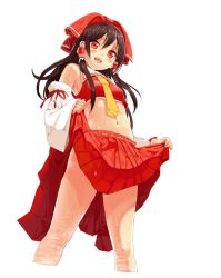 Rule 34 | 1girl, ascot, blush, bow, brown hair, clothes lift, cropped legs, detached sleeves, female focus, hair bow, hair tubes, hakurei reimu, midriff, mx2j, navel, no panties, open mouth, red eyes, skirt, skirt lift, solo, touhou, wet, white background