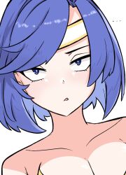 Rule 34 | 1girl, blue eyes, blue hair, breasts, catria (fire emblem), cleavage, collarbone, fire emblem, fire emblem: mystery of the emblem, fire emblem: shadow dragon, fire emblem echoes: shadows of valentia, headband, highres, looking at viewer, medium breasts, nintendo, open mouth, pegasus knight uniform (fire emblem), short hair, simple background, tavi (hosheezus), white background