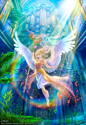 Rule 34 | 1girl, angel, building, original, solo, staff, sunlight, takashi mare, wings