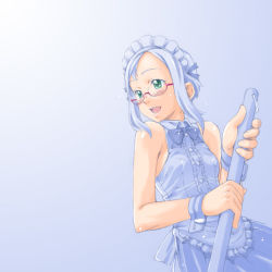 Rule 34 | blue hair, glasses, green eyes, maid, sakura kotetsu, solo, tagme