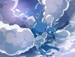 Rule 34 | above clouds, altaria, anzu (01010611), beak, black eyes, closed mouth, cloud, commentary request, creatures (company), evolutionary line, closed eyes, flying, game freak, gen 3 pokemon, highres, nintendo, no humans, one eye closed, pokemon, pokemon (creature), swablu
