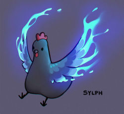 Rule 34 | animal, bird, blue fire, chicken, fire, full body, grey background, neytirix, no humans, original, solo, sylph, wings