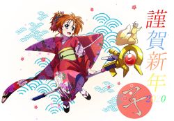 Rule 34 | 1girl, 2020, absurdres, alternate hairstyle, asa no ha (pattern), blue eyes, brown hair, bygddd5, chinese zodiac, commentary, ferret, floral print, half updo, happy new year, highres, japanese clothes, kimono, long sleeves, looking to the side, lyrical nanoha, mahou shoujo lyrical nanoha, mahou shoujo lyrical nanoha the movie 1st, new year, obi, open mouth, print kimono, raising heart, raising heart (accel mode) (2nd), red kimono, sandals, sash, seigaiha, short hair, smile, staff, staff riding, tabi, takamachi nanoha, white footwear, white legwear, wind, year of the rat, yuuno scrya