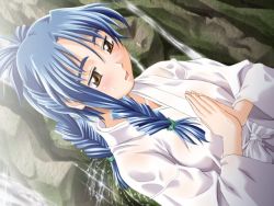 Rule 34 | blue hair, japanese clothes, long hair, miko, praying, tagme, torishima nanao, watashi ni konya ai ni kite 2