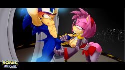 Rule 34 | 1boy, 1girl, absurdres, amy rose, armpits, ass, bdsm, blue hair, blush, breasts, clothed female nude male, cum, cumdrip, cyborg, facial, femdom, furry, green eyes, handjob, hedgehoglove, hetero, highres, large breasts, muscular, muscular male, nipples, nude, pectorals, pink hair, restrained, sonic (series), sonic the hedgehog, tail, testicle grab, wince