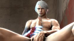 Rule 34 | 1boy, 3d, anal, animated, animated gif, bara, devil may cry, devil may cry (series), devil may cry 4, erection, fingering, gloves, looking at viewer, male focus, male penetrated, masturbation, nero (devil may cry), nude, penis, silver hair, solo, wince