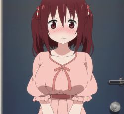 Rule 34 | 10s, 1girl, blush, breasts, brown eyes, brown hair, ebina nana, himouto! umaru-chan, large breasts, screencap, stitched, third-party edit, twintails
