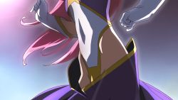 Rule 34 | 00s, 1girl, animated, animated gif, ass, breasts, covered navel, dancing, gloves, groin, gundam, gundam seed, gundam seed destiny, head out of frame, highleg, highleg leotard, hip focus, large breasts, leotard, long hair, meer campbell, outstretched arms, pink hair, shiny clothes, skirt, solo, spinning, sunrise (company)