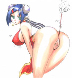 Rule 34 | 1girl, aq interactive, arcana heart, ass, atlus, bent over, breasts, examu, female focus, mei-fang, panties, pussy, simple background, standing, tagme, uncensored, underwear, white background