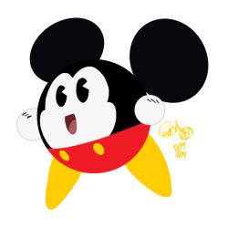 Rule 34 | 1boy, animal ears, chamba, disney, flat color, full body, fusion, gloves, kirby, kirby (series), male focus, mickey mouse, mouse ears, nintendo, signature, simple background, solo, transparent background, white gloves