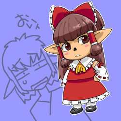 Rule 34 | 00s, bow, buront, crossover, detached sleeves, elf, elvaan, final fantasy, final fantasy xi, hakurei reimu, japanese clothes, makaron, miko, pointy ears, tarutaru, the iron of yin and yang, touhou