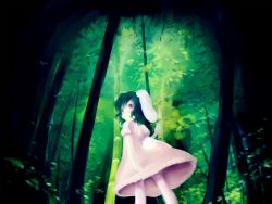 Rule 34 | 1girl, animal ears, bamboo, bamboo forest, rabbit ears, female focus, forest, inaba tewi, komomo riri, nature, solo, touhou, wallpaper