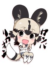 Rule 34 | 1girl, african wild dog (kemono friends), african wild dog print, animal ears, animal print, black hair, bodystocking, bow, bowtie, breast pocket, chibi, dog ears, dog girl, dog tail, extra ears, full body, grey eyes, grey hair, hands up, highres, kemono friends, knees up, layered sleeves, long sleeves, looking at viewer, masuyama ryou, medium hair, multicolored hair, open mouth, pocket, print sleeves, shirt, short over long sleeves, short sleeves, shorts, sidelocks, simple background, smile, solo, tail, white background, white shirt