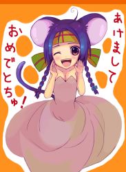 Rule 34 | akeome, animal ears, dress, happy new year, mouse ears, new year, solo, tagme