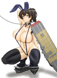 Rule 34 | 1girl, breasts, kaga (kancolle), kantai collection, large breasts, leash, ponytail, sgt.size, solo