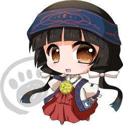 Rule 34 | 10s, 1girl, :d, amayadori machi, arm up, bad id, bad nicoseiga id, black hair, blunt bangs, blush, bow, brown eyes, chibi, eyebrows, eyelashes, full body, hair ribbon, hakama, hakama skirt, hand to own mouth, headband, jacket, japanese clothes, jewelry, kimono, kumamiko, long skirt, long sleeves, looking at viewer, low twintails, miko, mirror, necklace, noai nioshi, nontraditional miko, open clothes, open jacket, open mouth, pearl necklace, pendant, pleated skirt, pocket, red bow, red hakama, ribbon, skirt, smile, solo, standing, tareme, twintails, white jacket, white ribbon