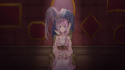 Rule 34 | 2girls, blue eyes, cardigan, chair, dress, dual persona, frills, hair over face, hair over shoulder, hair ribbon, hairband, hands on another&#039;s face, hands on lap, highres, indoors, jewelry, juliet sleeves, leaning forward, long hair, long sleeves, looking at viewer, megurine luka, multiple girls, necklace, off shoulder, pearl necklace, pink hair, portrait (object), puffy sleeves, ribbon, sitting, sleeveless, sleeveless dress, spotlight, strapless, strapless dress, tachibana rarii, underbust, vocaloid