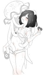 Rule 34 | armpits, belly, bestiality, black hair, blush, bob cut, bow, clothes lift, collarbone, creatures (company), dripping, game freak, gen 1 pokemon, gen 7 pokemon, hair dryer, headpat, heart, laughing, looking up, navel, nihilego, nintendo, open fly, open mouth, pokemon, pokemon (creature), pokemon sm, porygon, selene (pokemon), shirt, shirt lift, short hair, short shorts, shorts, tentacles, tentacles under clothes, thighs, ultra beast, unbuttoned, water, zuizi