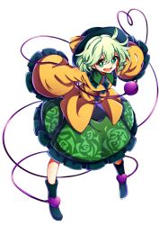 Rule 34 | 1girl, absurdres, baba (baba seimaijo), black hat, boots, commentary request, eyeball, floral print, frills, full body, green eyes, green hair, green skirt, hat, heart, heart of string, highres, komeiji koishi, long sleeves, skirt, solo, string, third eye, touhou, transparent background, wide sleeves