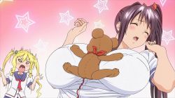 Rule 34 | amaya haruko, blush, breasts, highres, himegami kodama, large breasts, maken-ki!, maken-ki! two, motorboat, stuffed animal, stuffed toy, tagme, takami akio, teddy bear