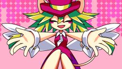 Rule 34 | 1girl, animal ears, blush stickers, breasts, green hair, hat, leotard, mad rat dead, mouse (animal), mouse ears, mouse girl, mouse tail, nippon ichi, rat god, tail, tie clip, top hat, wings, wrist cuffs