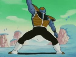 Rule 34 | 1990s (style), 1boy, alien, animated, animated gif, blue grass, blue skin, blue tree, burter, cloud, colored skin, dragon ball, dragonball z, from behind, full body, ginyu force, green sky, lowres, male focus, namek, retro artstyle, saiyan armor, solo, standing, tree