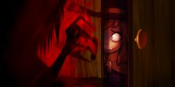 Rule 34 | a hat in time, cape, clenched teeth, door, doorknob, fingernails, hat, hat kid, highres, jenna brown, official art, scared, scratches, shadow, sharp fingernails, teeth, top hat
